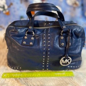 Michael Kors Navy Blue Studded Satchel Handbag